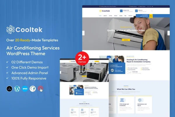 CoolTek air conditioning services WordPress theme preview