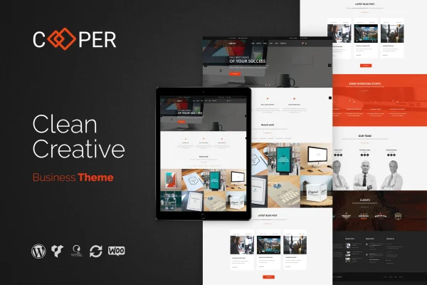 Cooper clean creative business WordPress theme preview