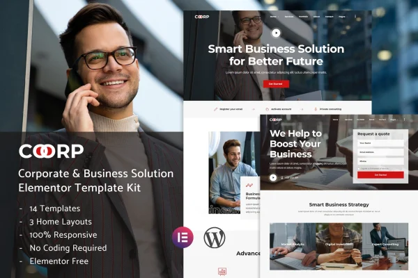 Coorp business solutions Elementor template kit cover image
