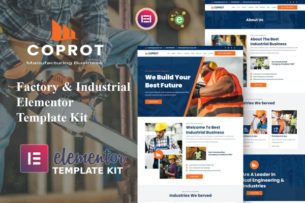 Coprot factory and industrial Elementor template kit preview