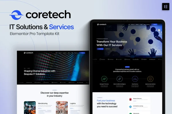 Coretech IT solutions and services Elementor template kit preview