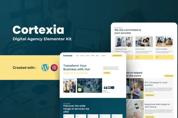 Cortexia digital agency Elementor template kit preview