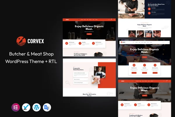 Corvex butcher and meat shop WordPress theme preview