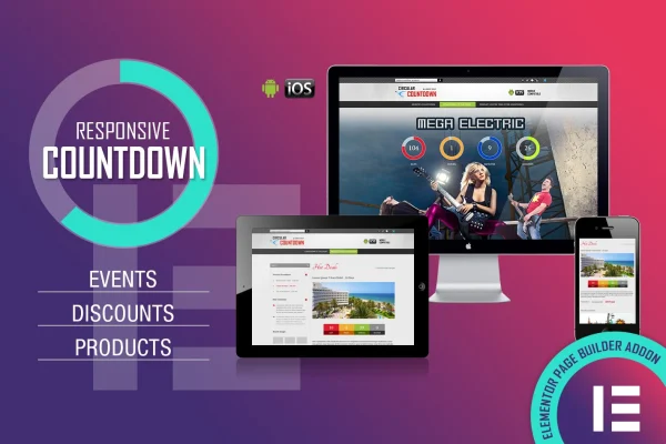 CountDown Pro Elementor widget banner showing a countdown timer