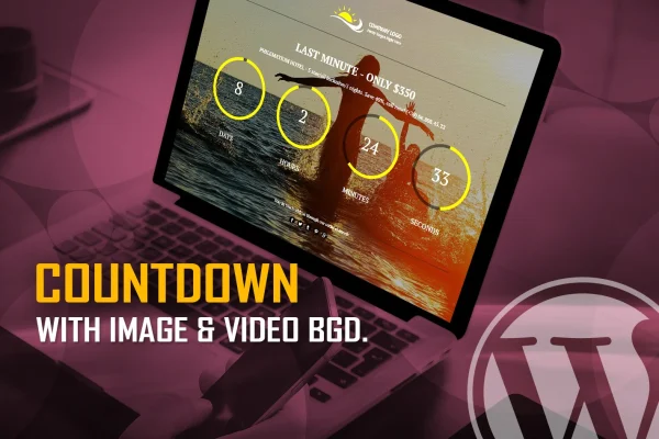 CountDown With Image or Video Background plugin banner showing a countdown timer