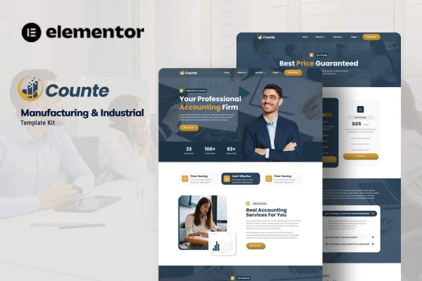 Counte manufacturing and industrial Elementor template kit cover image
