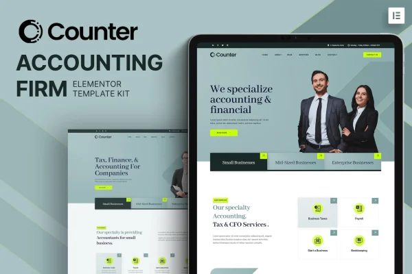 Counter accounting firm Elementor template kit preview