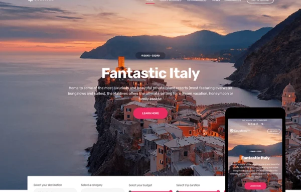 Cousteau Pro travel WordPress theme preview