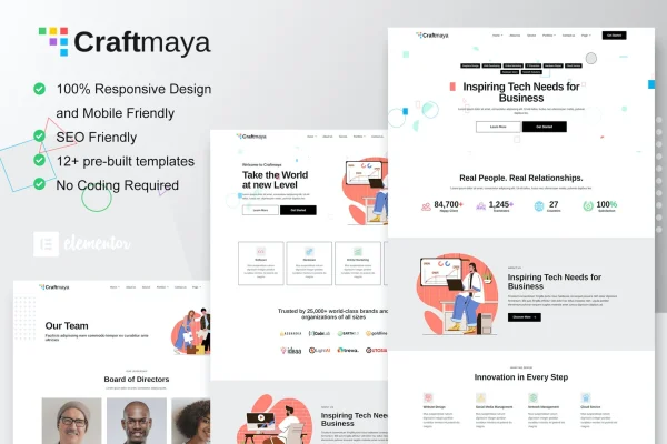 CraftMaya IT solutions and services Elementor template kit preview