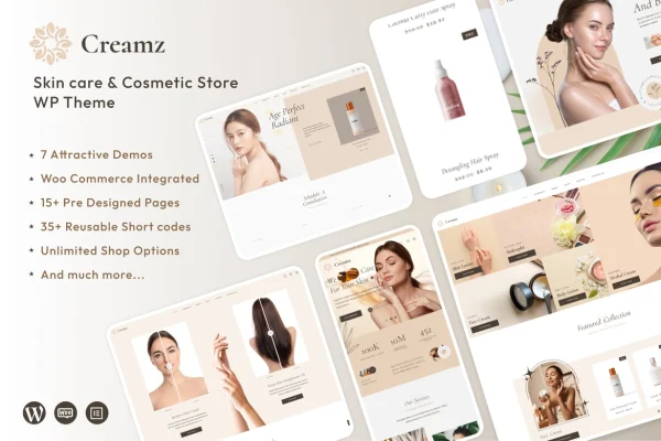 Creamz beauty salon and spa WordPress theme preview