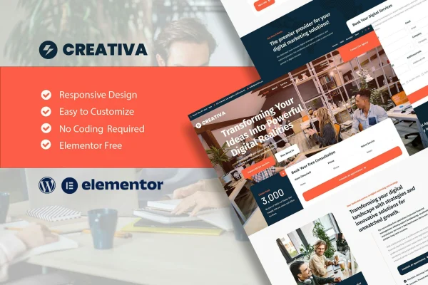 Creativa digital agency Elementor template kit preview