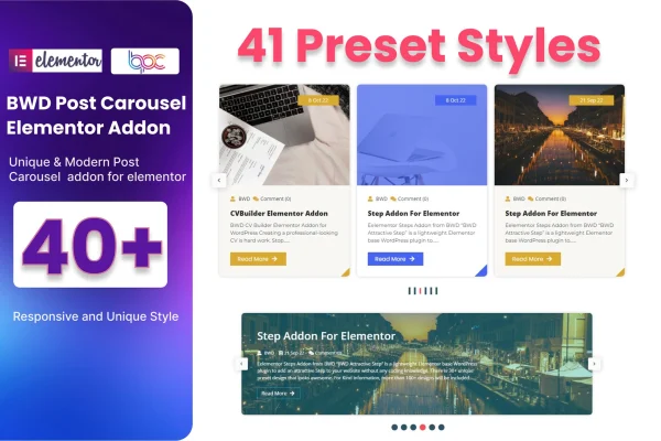 Creative Post Carousel Addon for Elementor plugin banner