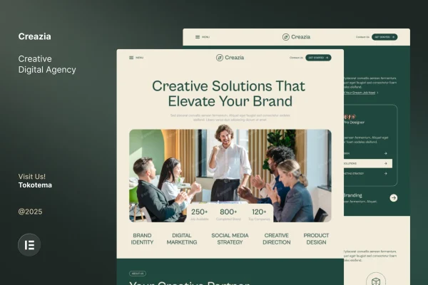 Creazia creative agency Elementor template kit preview
