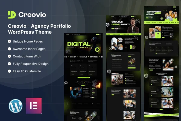 Creovio agency portfolio WordPress theme preview