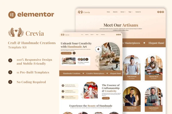 Crevia laundry and fresh clothing Elementor template kit preview