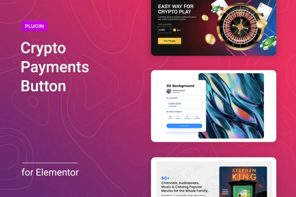 Criptopayer for Elementor crypto payment button plugin banner