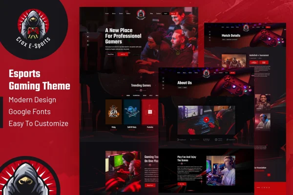 CROX esports and gaming WordPress theme preview