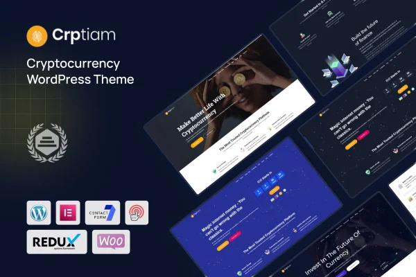 Crptiam cryptocurrency WordPress theme preview