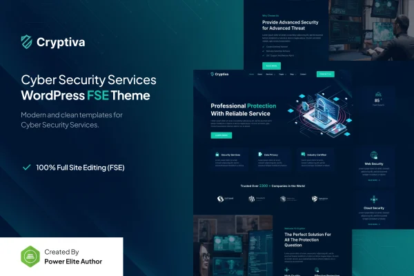Cryptiva cyber security services WordPress theme preview
