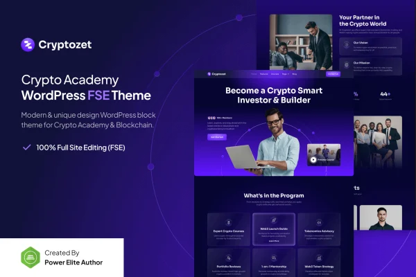 Cryptozet crypto and blockchain academy WordPress theme preview