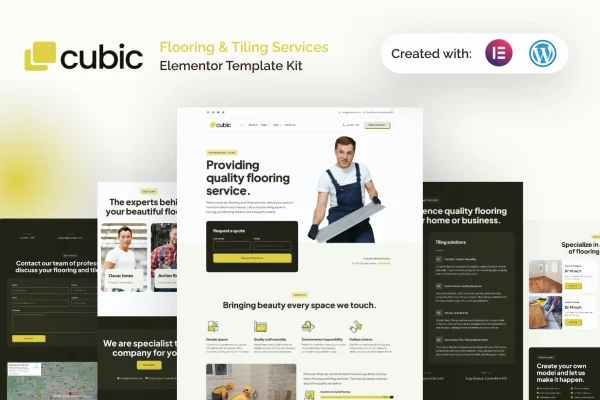 Cubic Flooring & Tiling Services Elementor Template Kit page previews