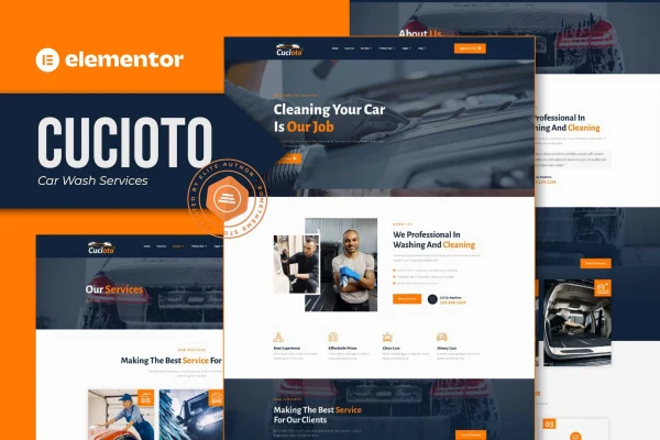 Cucioto car wash services Elementor template kit preview