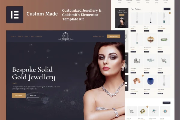 CustomMade jewellery and goldsmith Elementor template kit preview