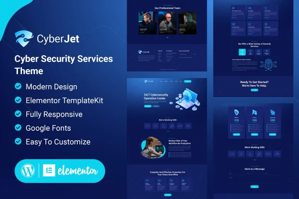 CyberJet web security Elementor template kit cover image