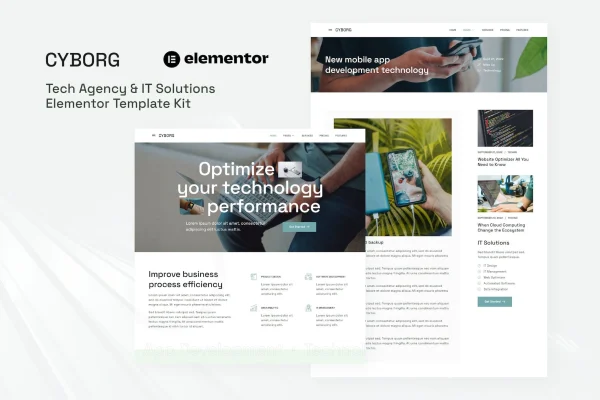Cyborg tech agency and IT solutions Elementor template kit preview