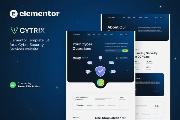 Cytrix cyber security services Elementor template kit page previews