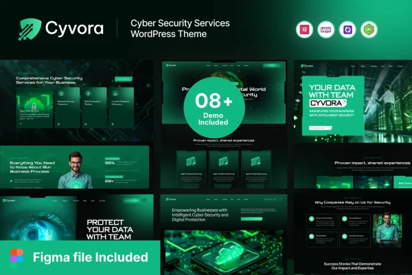 Cyvora cyber security services WordPress theme preview