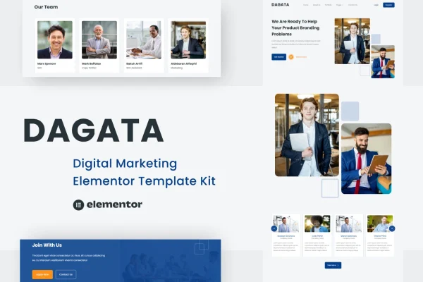 Dagata digital marketing Elementor template kit page previews