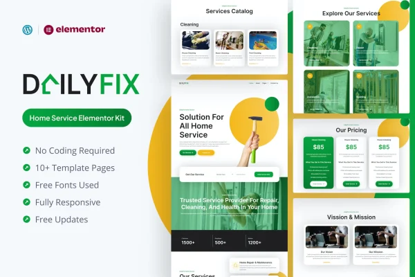 Dailyfix home service Elementor template kit cover image