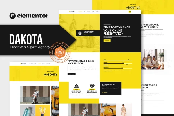 Dakota creative and digital agency Elementor template kit preview