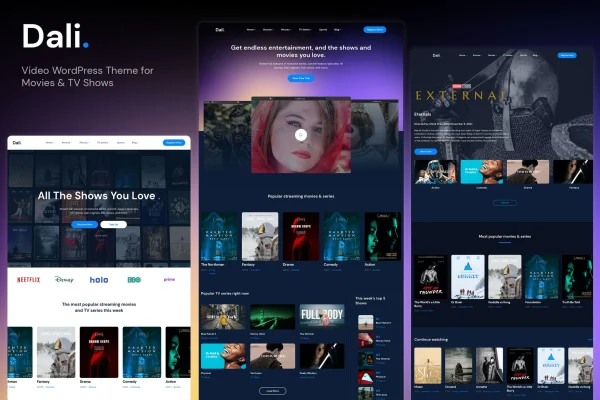 Dali Movies and TV Shows WordPress theme cover image