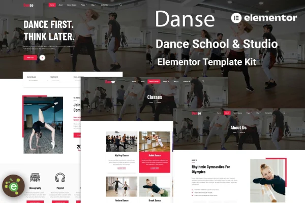 Danse dance school and studio Elementor template kit preview