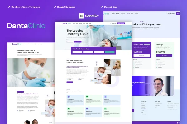 Danta Clinic dental clinic Elementor template kit cover image
