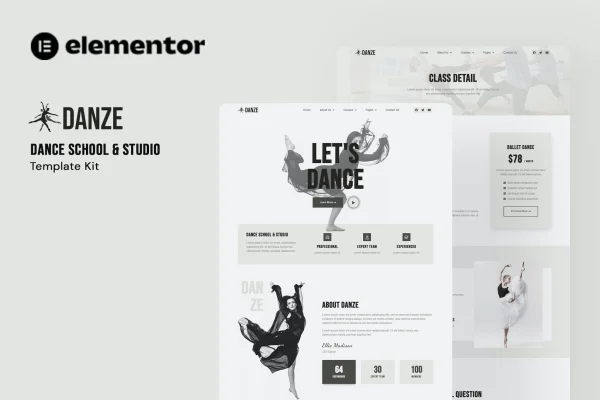 Danze dance studio school Elementor template kit preview