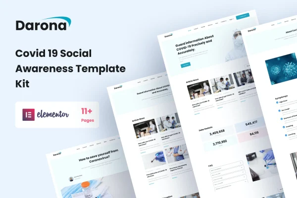 Darona COVID-19 social awareness Elementor template kit preview
