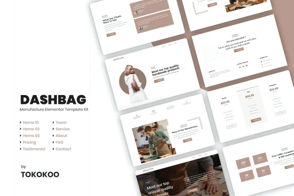 DashBag Fashion Store Elementor Template Kit cover image showing fashion store page layouts