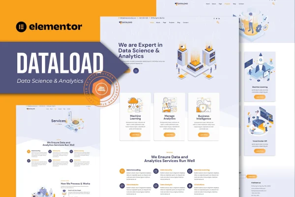 Dataload data science and analytics Elementor template kit preview