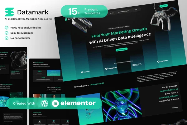 Datamark Elementor template kit preview for AI and data-driven marketing agencies