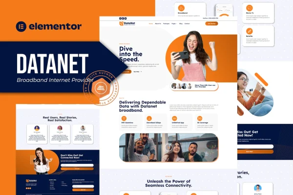 DataNet broadband internet provider Elementor template kit preview
