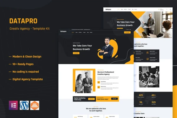 Datapro creative agency Elementor template kit preview