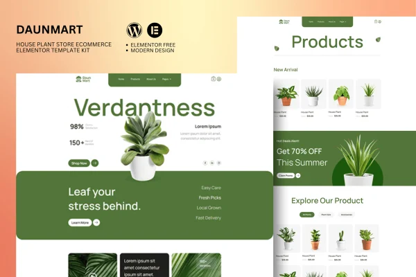 Daunmart houseplant store Elementor template kit cover image