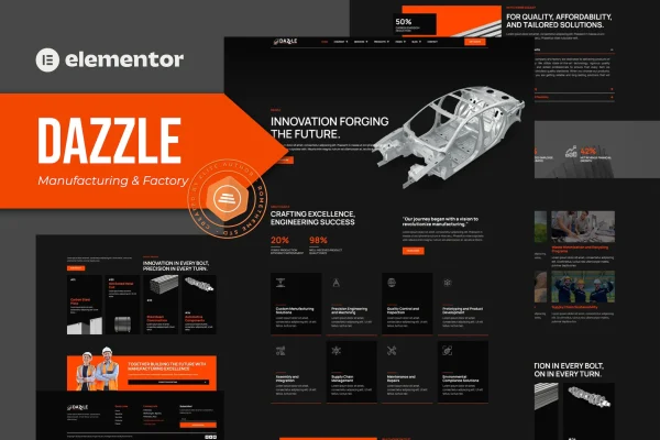 Dazzle manufacturing and factory Elementor template kit preview