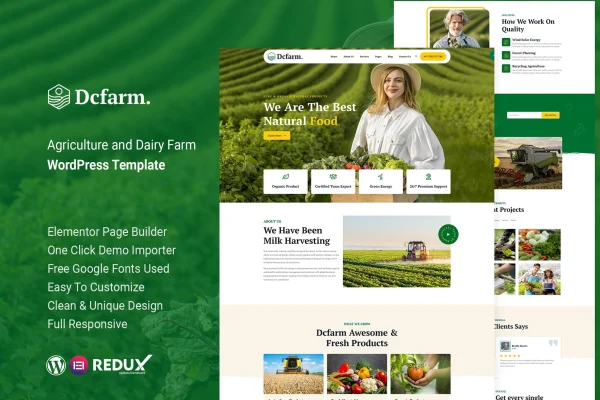 Dcfarm agriculture and dairy farm WordPress theme preview