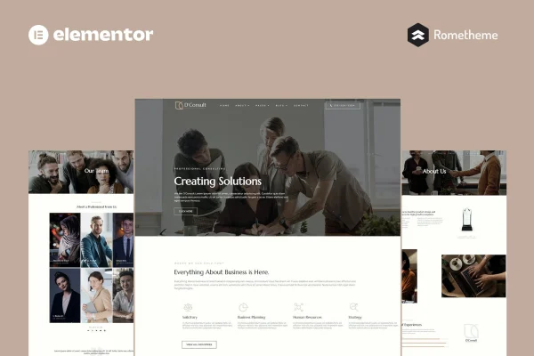 D'Consult business consulting Elementor Pro template kit preview