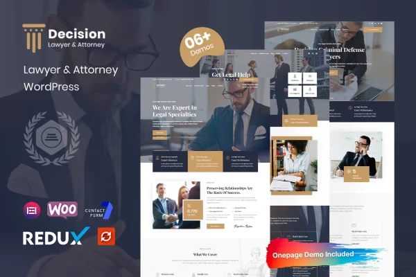 Decision law and lawyer WordPress theme preview