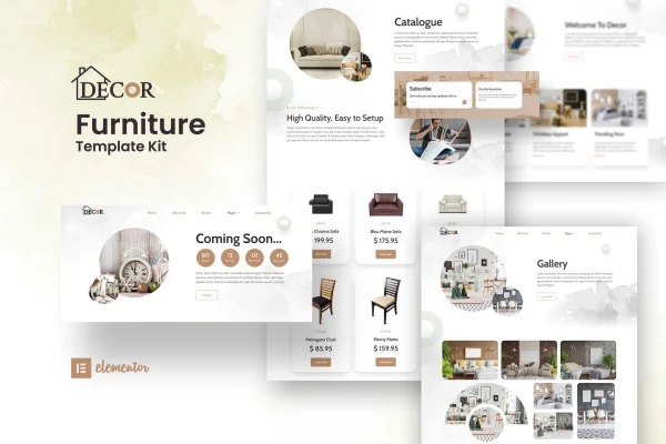 Decor furniture and interior design Elementor template kit preview